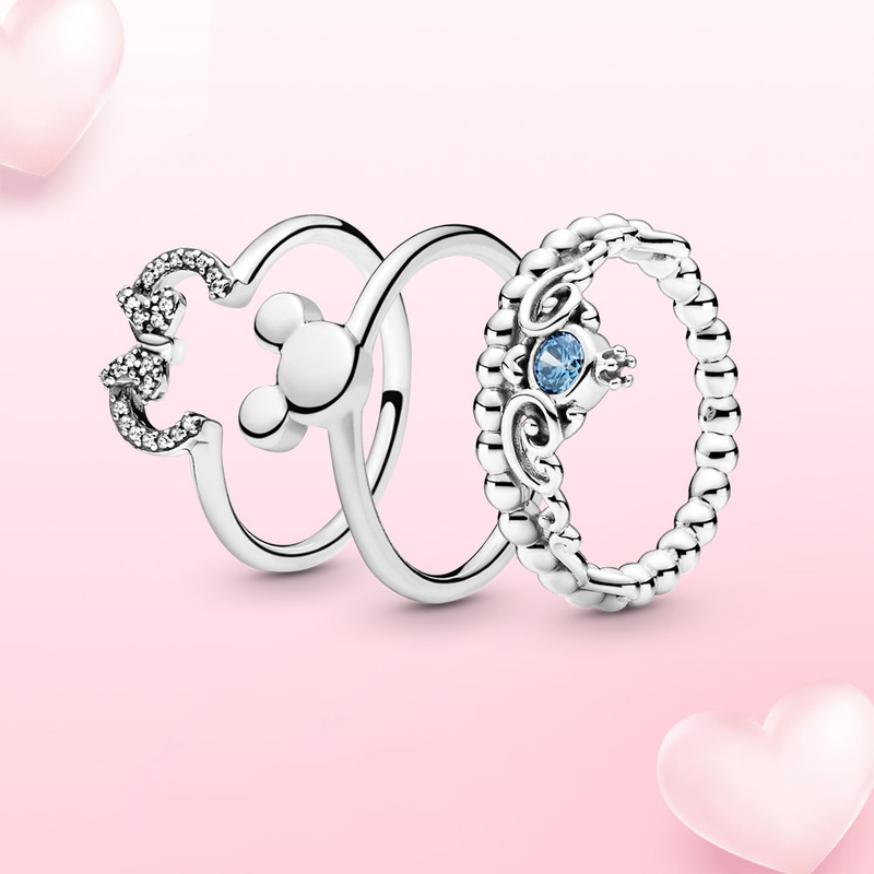 

925 Sterling silver Ring Bow mouse Shining Pumpkin Car Crown jewelry Couple European American women 220413