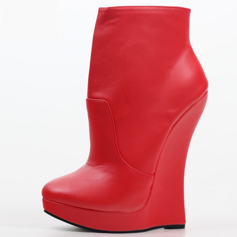 

18CM 7 Inch Women Wedges Short Boots Platform Pumps Sexy Unisex Performance Shoes for Man Cosplay Ankle Black Red Pink White Purple Customized Colors Big Size, Black matt