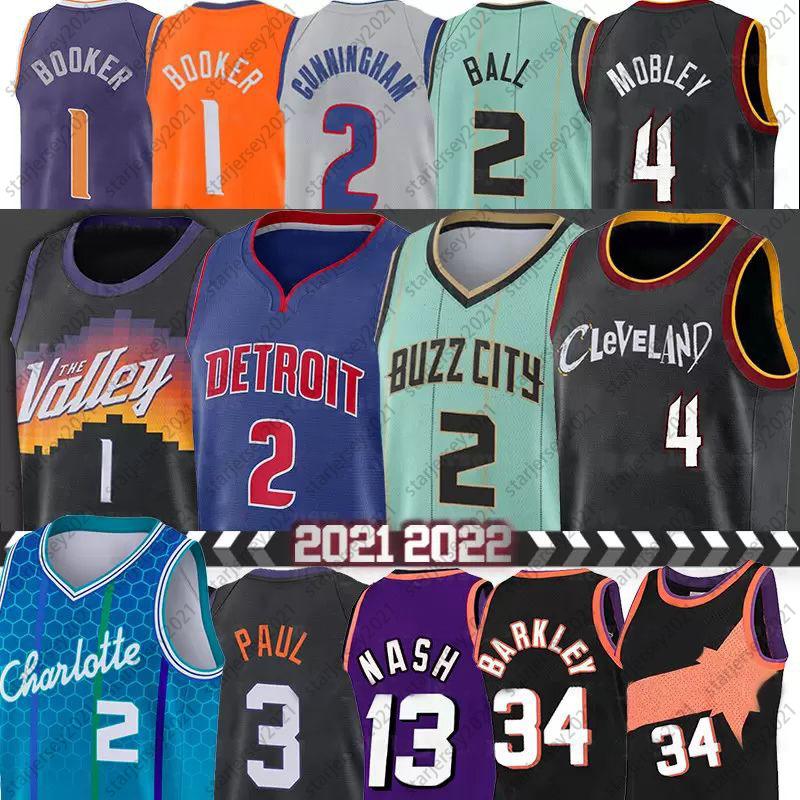 

''nba''Cade 2 Cunningham Basketball Jerseys LaMelo 2 Ball Evan 4 Mobley Devin 1 Booker Gordon 20 Hayward Collin 2 Sexton Jersey, Men