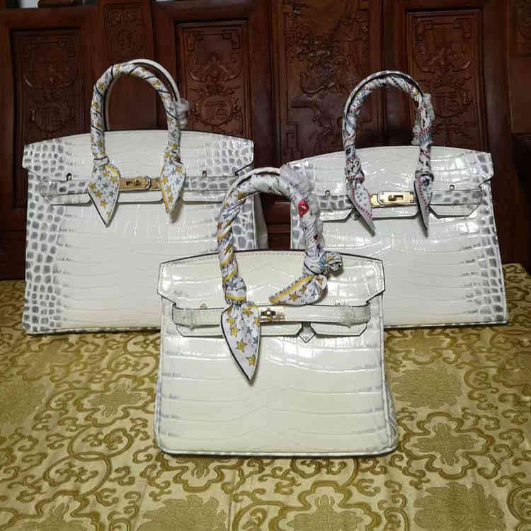 

Birkins Women's 2021 New Tide Himalayan White Cow Single Shoulder Messenger Bag Crocodile Leather Yuep35i, Yellow