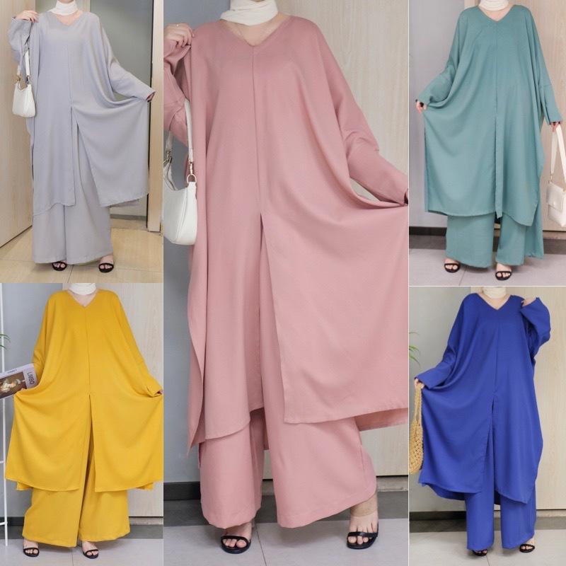 

Ethnic Clothing Muslim Fashion Suit Arab Islamic Women 2 Piece Set Khimar Abaya Turkey De Moda Musulmana Modest