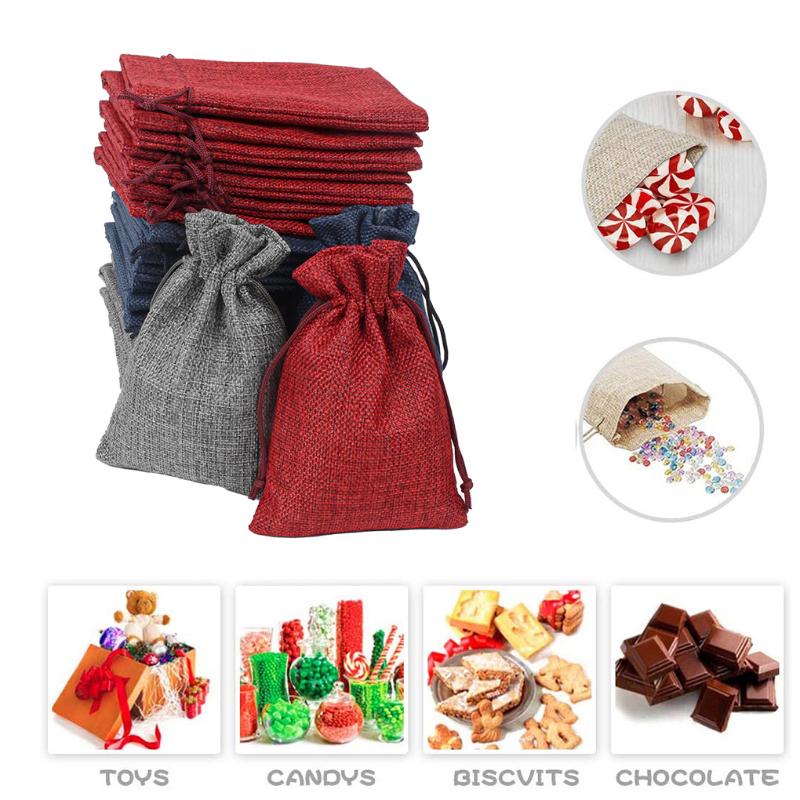 

Gift Wrap 24 Pieces Candy Bags Set Christmas Advent Countdown Calendar Pouches Drawstring Burlap Organizers Decoration