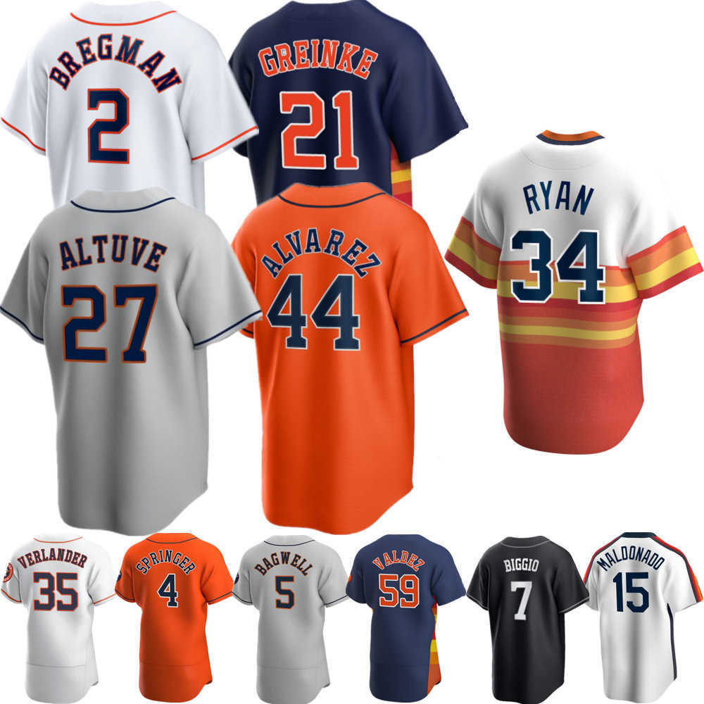 Houston 2022 Astros Jose Altuve Jersey Alex Bregman Nolan Ryan Michael Brantley Yordan Alvarez Martin Maldonado personnalisé hommes femmes jeunes