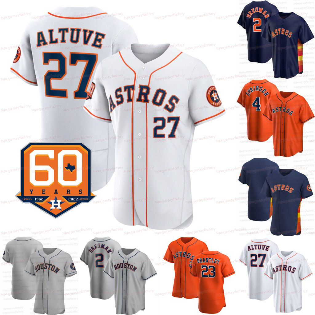 

27 Jose Altuve Astros 2022 60th Jersey Michael Brantley Alex Bregman Justin Verlander Yordan Alvarez Aledmys Diaz Yuli Gurriel Jose Siri Kyle Tucker, Women blue home