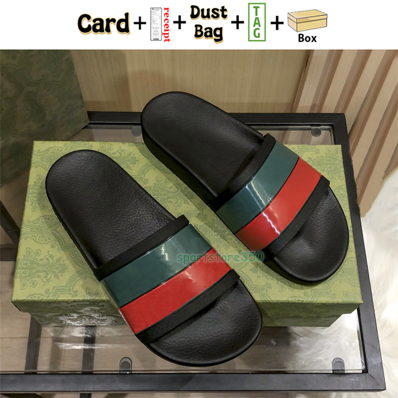 

With box men women fashion slippers luxury slides summer flat slipper trendy leather rubber sandal mens beach slide US 5-11.5, 18. bengal tiger green
