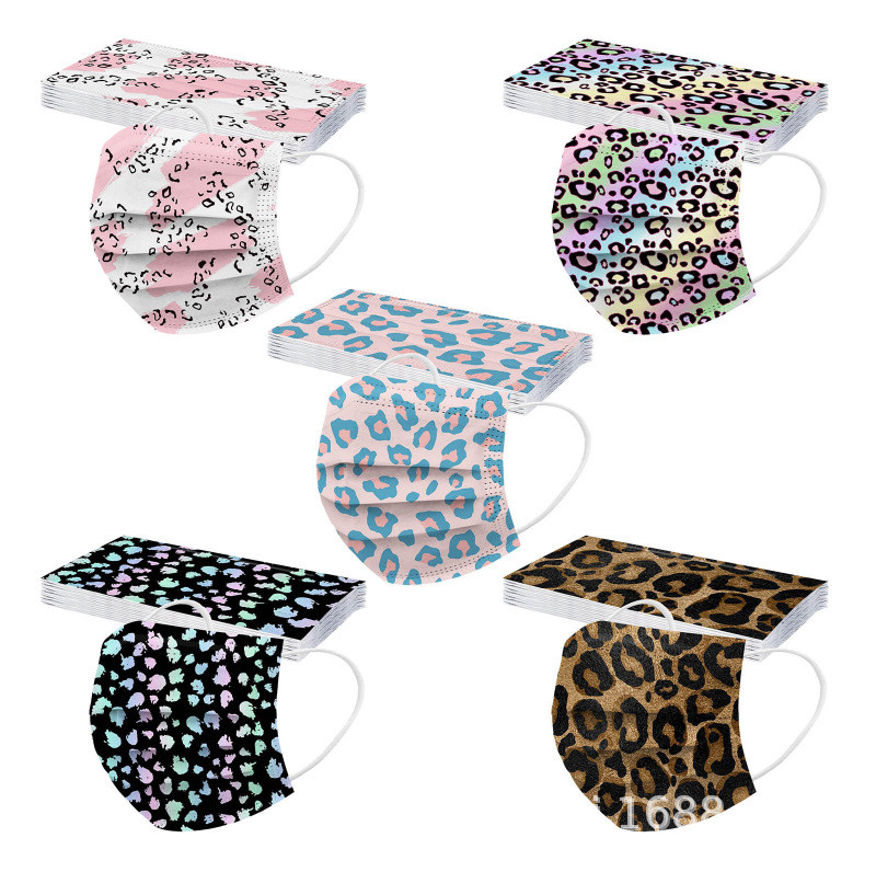 

Disposable Face Masks Breathable Leopard Print 3-Ply Non-Woven Cup Dust Masks with Elastic Earloop for Adults Men Women Daily Use