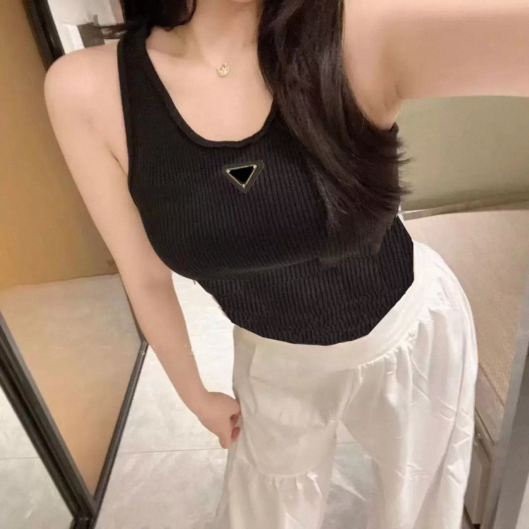 

Womens Pravda T Shirts Sleeveless Prada Woman Vests Summer Tanks Camis Tees Vest Short Shirt Lady Slim Vests Ice Silk Tops, White