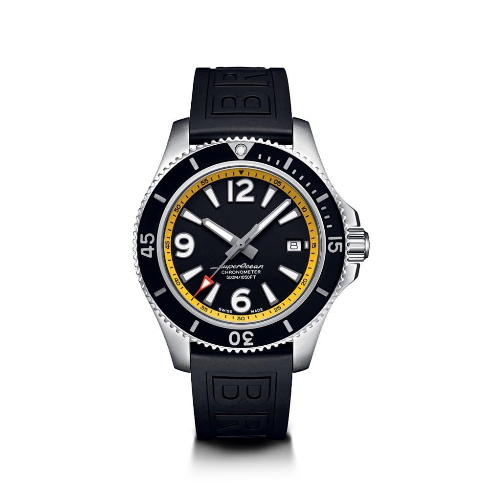 

New Mens Watch Stainless Steel Bezel Automatic Mechanical Watch Black Yellow Number Dial Rubber Sapphire glass, Make waterproof