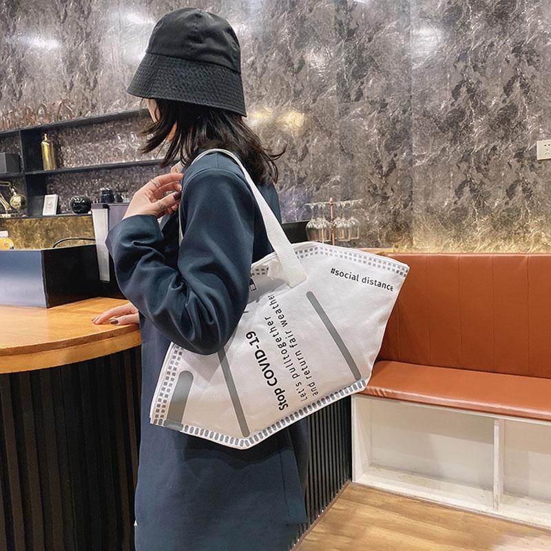 

Duffel Bags Mask Bag With Shoulder Strap Ladies Shopping Unique Design Trendy Female Canvas Money Storage Tote For Women, Small size