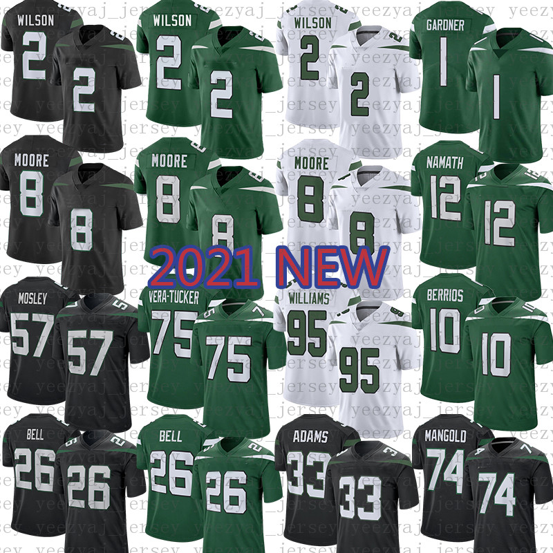 

1 Ahmad Sauce Gardner Football Jersey Zach Wilson New Yorks Garrett Wilson Jetes Elijah Moore Braxton Berrios Michael Carter Jermaine Johnson II Mekhi Becton Namath, Mens-pqj