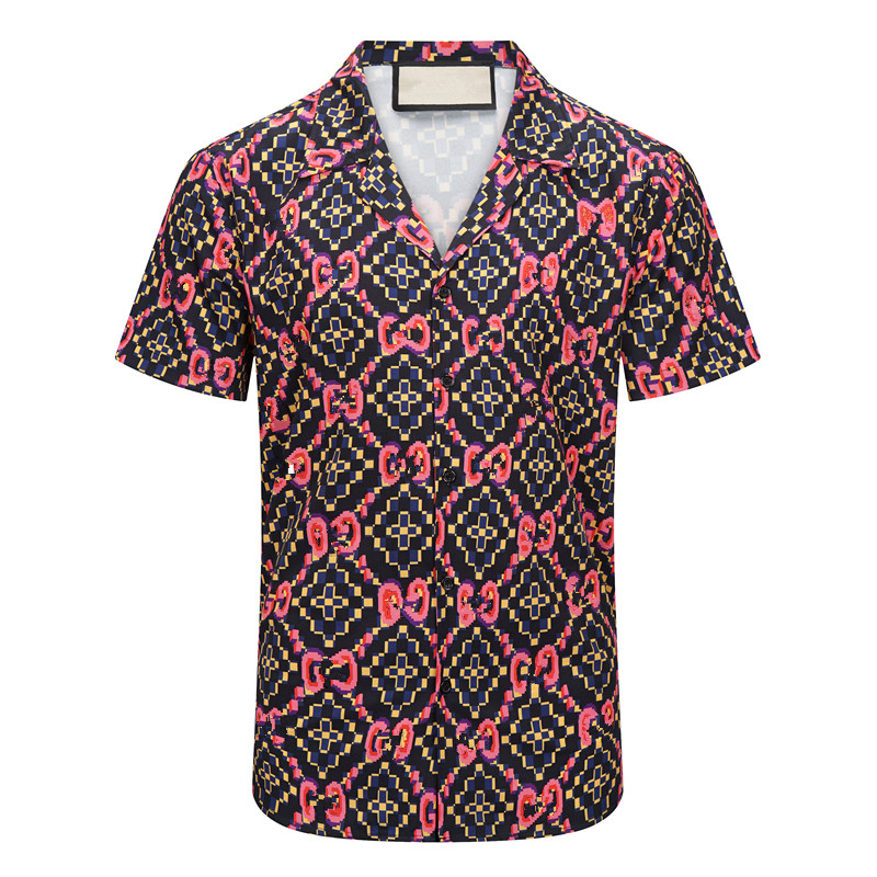 

Men's Casual vintage Shirts blouses short Sleeve summer Black white printed Shirt Loose Fit Print Pattern Man Clothes xxxl Blouse, Customize