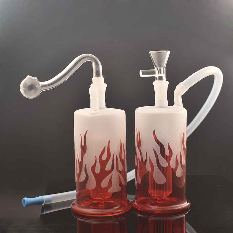 

1 Sets Mini Glass Oil Burner Bong Hookah Frosting Smoking Water Pipes with Raging Fire Recycler Dab Rig with Glass Oil Burner Pipe and Hose