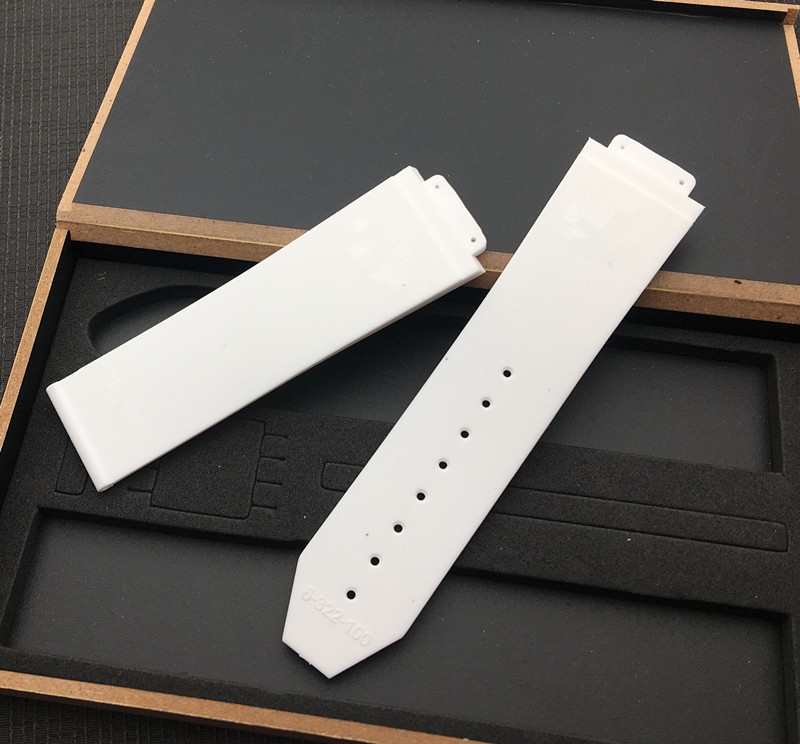 

White Silicone rubber For Hublot strap for BIG BANG Watchbands 25 17mm Belt watch band with logo butterfly buckle flat tool