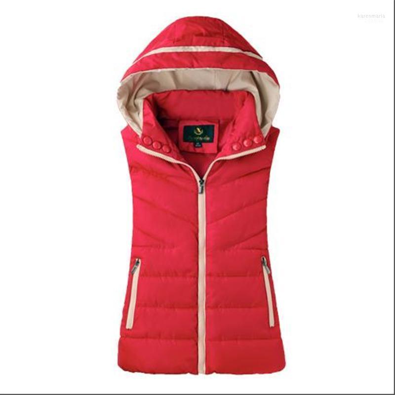 

Women's Vests Autumn Winter Vest Women Hooded Sleeveless Down Cotton Jacket Parka Thick Warm Padded Female Doudoune Sans Manche Femme Kare22, Down waistcoat