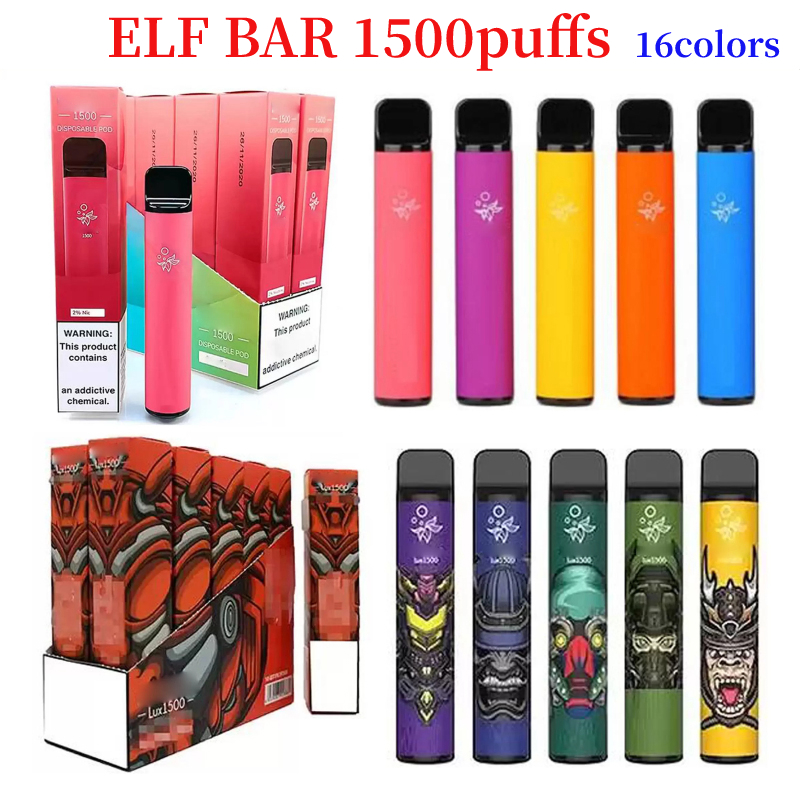 

Elf Bar 1500 Disposable E Cigarette Starter Kit Strength 2% Elfbar LUX 1500 Puffs 850mAh Battery Vape Pen Device 4.8ml Pre-filled Pods Elfbars Puff 1600 Vapes