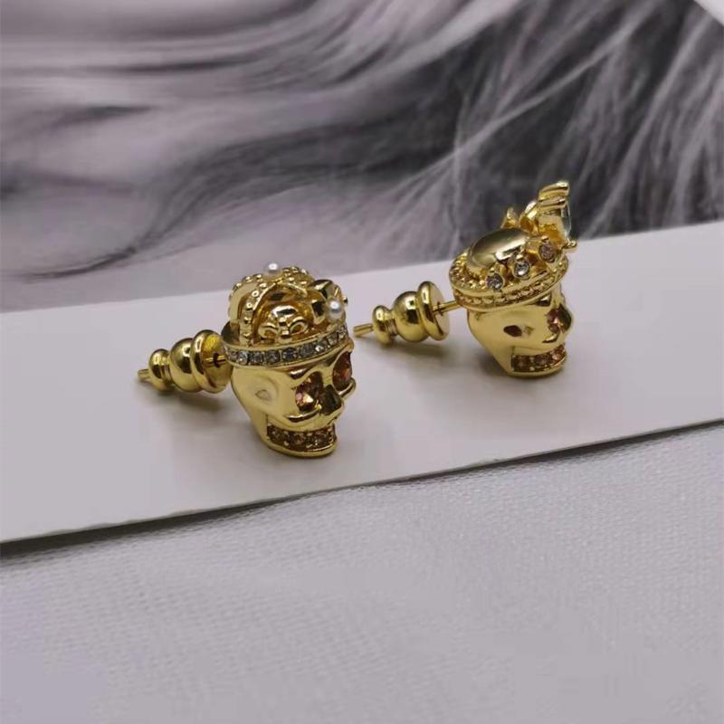

Stud Brand Punk Vintage Exaggerated Style Inlaid Crystal Crown Earrings Ear Studs For Women Plated 18K GoldStud StudStud