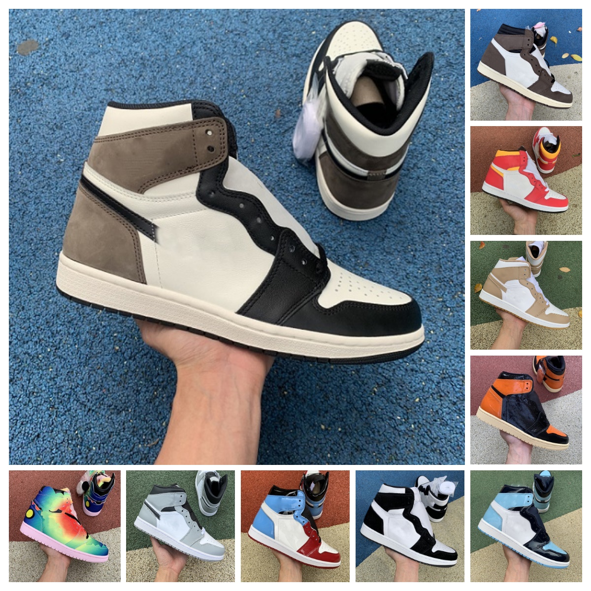 

High Quality Basketball Shoes Jumpman 1 Mid Obsidian UNC Hyper Royal Silver Toe Bordeaux University Blue Trainers Lucky Patent Pink Green Tan Gum Men Women Sneakers, Bubble package bag