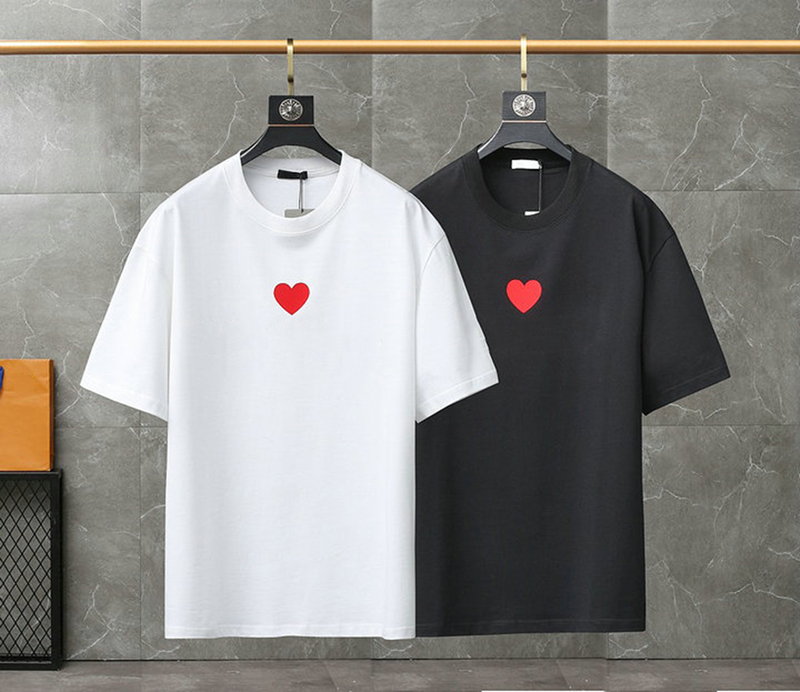 

High quality Women's T-Shirt summer new all-match round neck top love print casual short-sleeved couple T-shirt European size -L, Black
