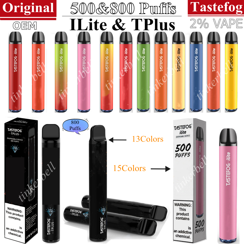 

Original Tastefog T Plus 800 ILite 500 Puffs 2% Cigarettes Disposable Vape Pen Ecigs 550mAh Battery Vaporizer Stick Vapor Starter Kit Tplus Wholesale Vapes Sample