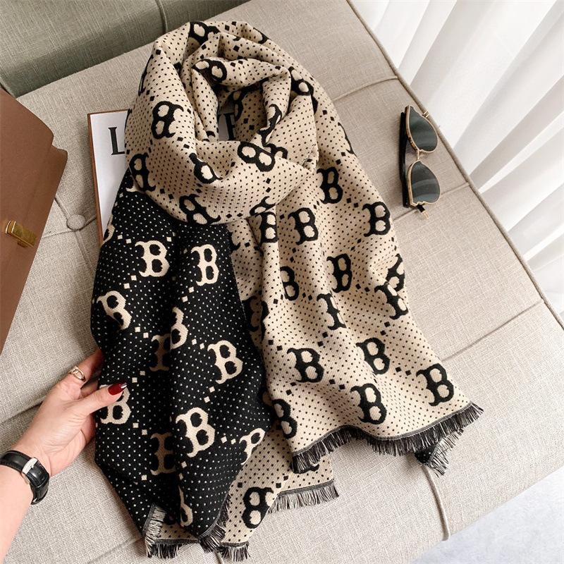 

Scarves Winter Women Scarf B Letter Print Shawl Wrap Double Side Cashmere Foulard Female Thicken Bandana Designer ScarvesScarves ScarveScarv