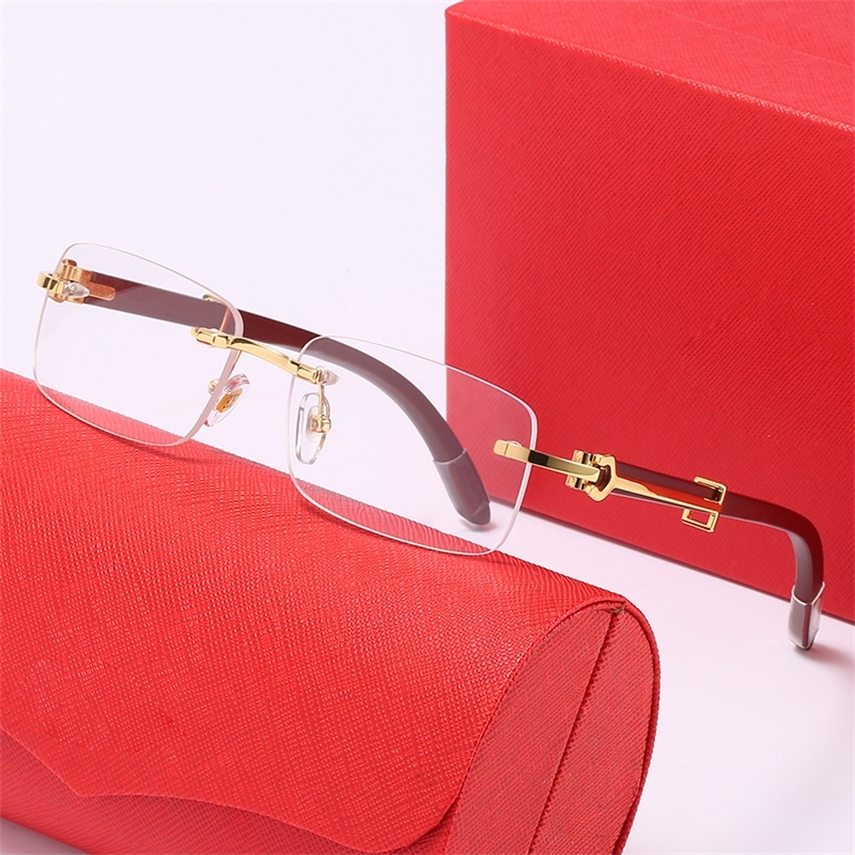 New elasticity wood-leg glasses sunglasses for men European Design square glasses frame rimless glasses with original box