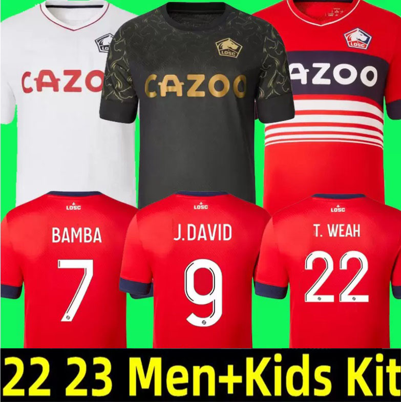 

2022 2023 LOSC Lille soccer jersey Cabella DAVID FONTE BAMBA YAZICI football shirts 22 23 JIKONE T.WEAH L.ARAUJO M.Bayo Ismaily maillots de foot Adult Kids Kit home red