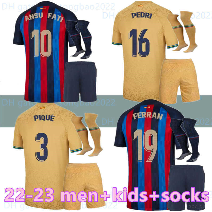 

full set 2022 2023 soccer jerseys MEMPHIS BARCA camiseta AUBA PEDRI 22 23 ANSU FATI COUTINHO F.DE JONG DEST DAVI ALVES GAVI ADAMA barcelonas, 22-23 home kit+socks