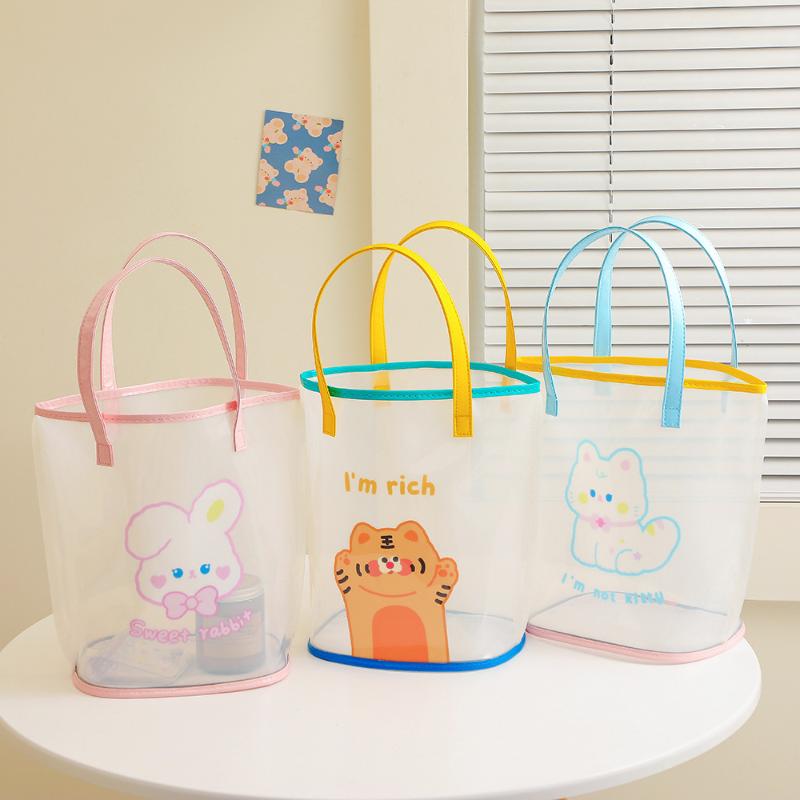 

Evening Bags Cartoon Bear PVC Shoulder Bag Summer Cute Transparent Jelly Student Cosmetic Storage Girls Shopping Travel ToteEvening, Toast