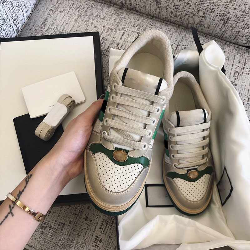 Women Shoes PU Colorblock Round Toe Classic Fashion Lace-up Hollow Print Couple All-match Casual Retro Dirty Shoes DP269