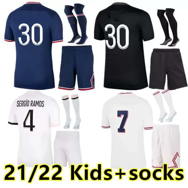 

21 22 Kids SERGIO RAMOS Soccer Jerseys sets Tracksuits VERRATTI HAKIMI DI MARÍA KIMPEMBE MBAPPE MARQUINHOS WIJNALDUM L.PAREDES Men Maillots PSgS football shorts, Home kids sets +patch