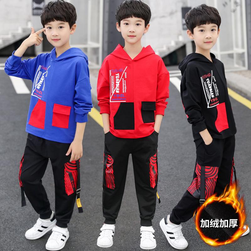 

Clothing Sets Kids Sport Boys Tracksuit Autumn Children Tops Pants 2Pcs Kit Outfit Teenager, Red