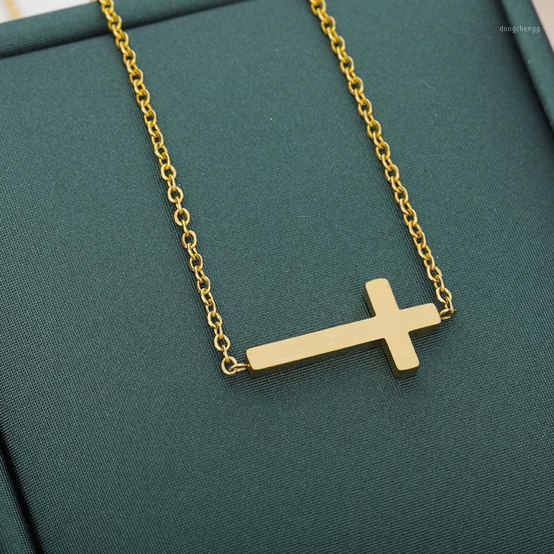 

Pendant Necklaces ICFTZWE Cross For Women Stainless Steel Gold Silver Color Girl Short Long Chain Fashion Jewelry