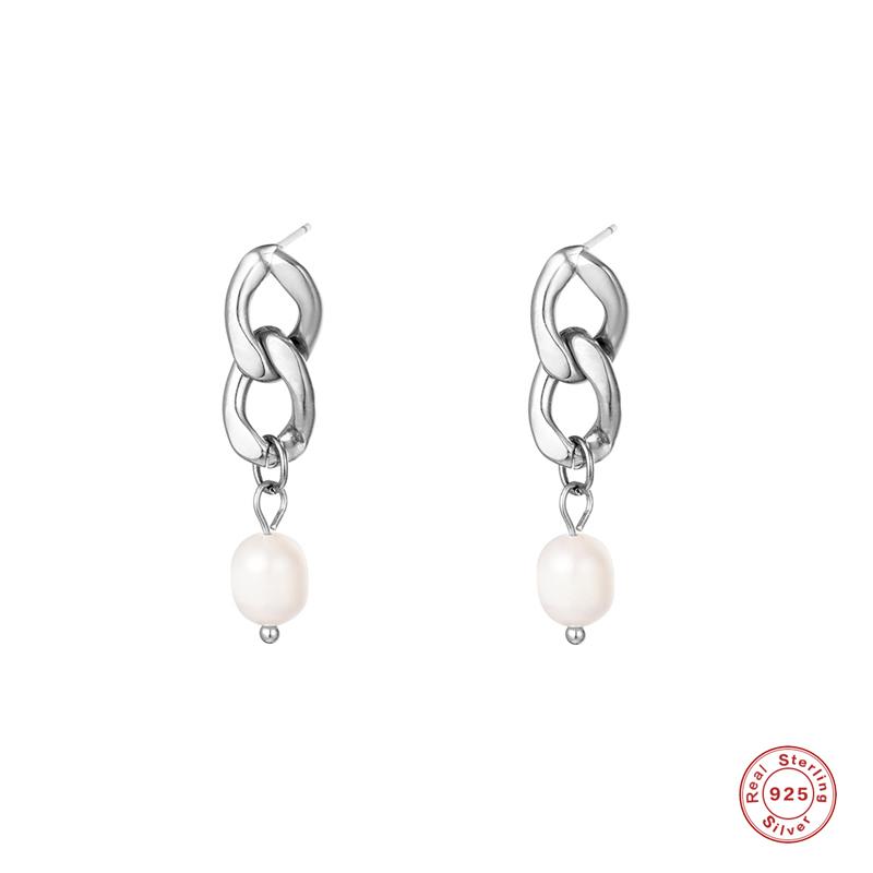 

Dangle & Chandelier Aide 925 Sterling Silver Bohemia Baroque Irregular Pearl Earrings For Women Gift Charm Chain Drop Earring JewelryDangle