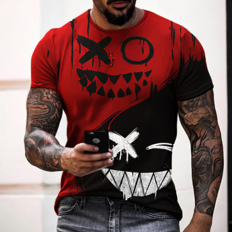 

Men's T-Shirts Smile Pattern Trendy Hip Hop T Shirt Men Summer Fashion Casual Streetwear Women Funny Print O Neck Oversized Unisex TshirtMen, 11