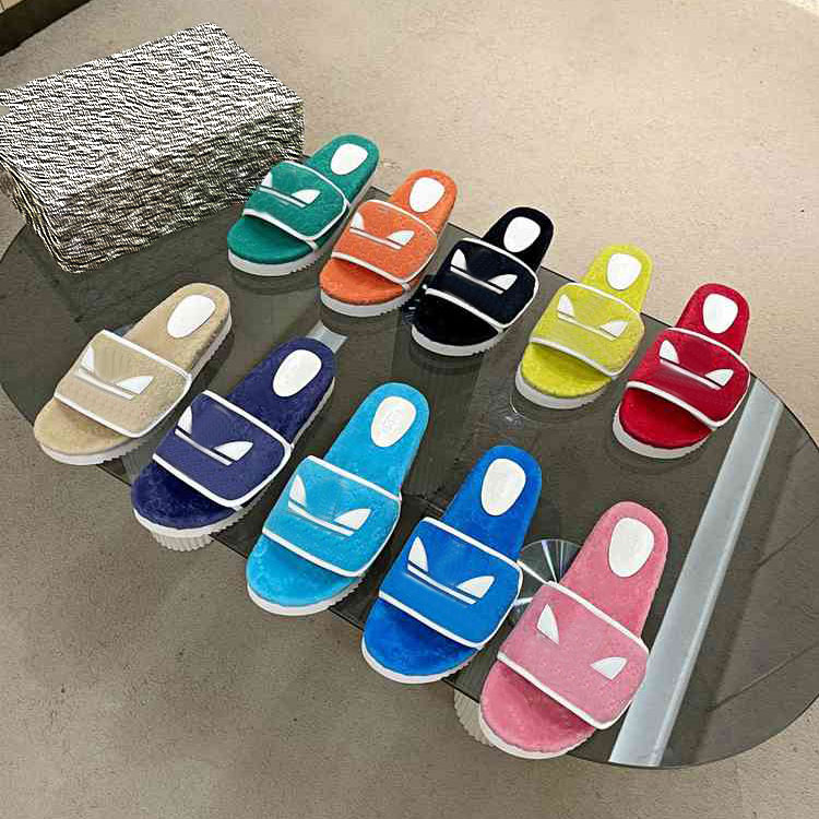 

Joint Platform Slippers Clover Logo Sandals Classic Luxury Suede Slippers Women Summer Platforms Open Toe Sandal Embossed Non-slip Outsole With Box 35-43, 15