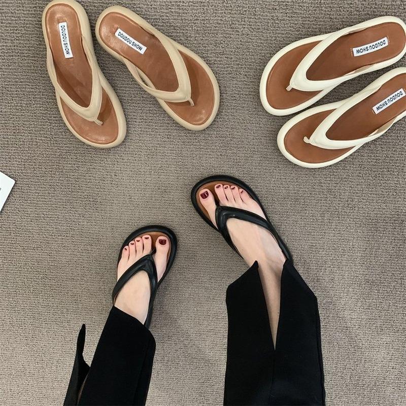 

Slippers Korean Platform Shoes For Women 2022 Summer Design Feeling Flip-flops Clip Cool Drag WomenSlippers, Black
