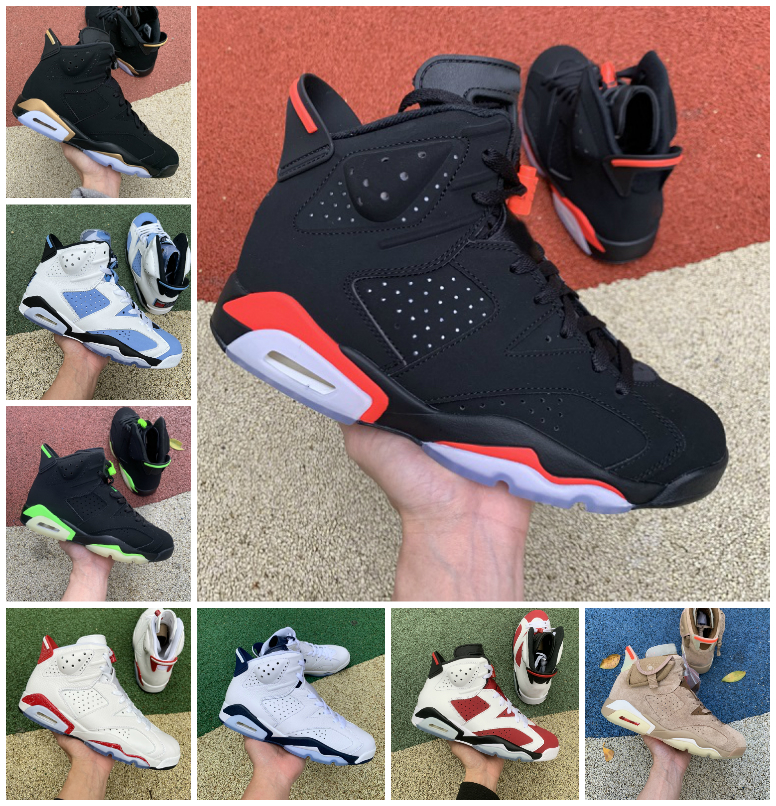 

JUMPMAN 6 6s Mens Basketball Shoes Mint Foam Midnight Navy British Khaki Metallic Silver DMP UNC White Red Oreo Black Cat Infrared Georgetown Carmine Sports Sneakers, Bubble package bag