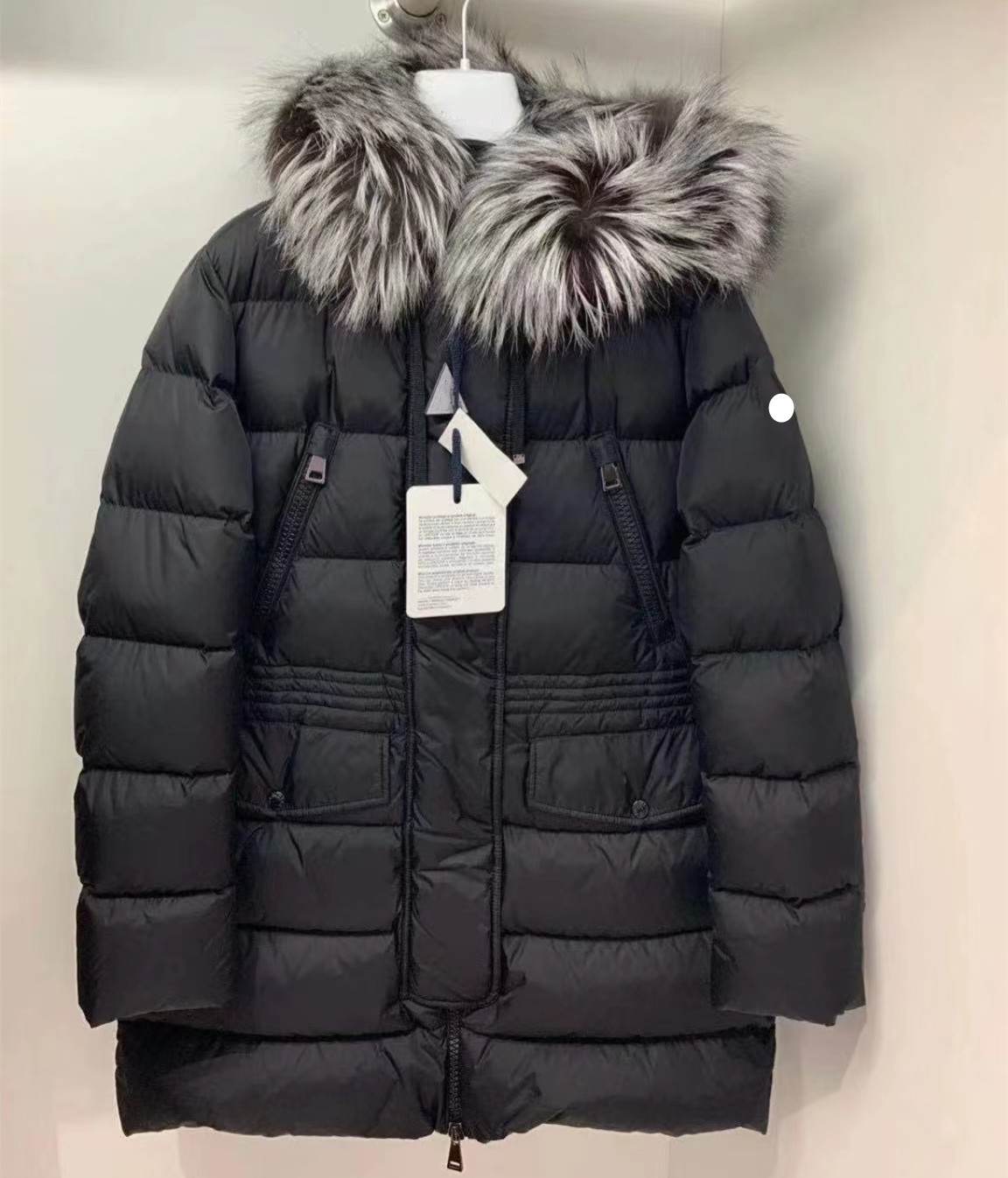 

Women Aphroti Long Down Jacket Designer Puffer Fox Fur Hood Outwear Winter Zipper Belt Pockets Warm, Jacket dustbag
