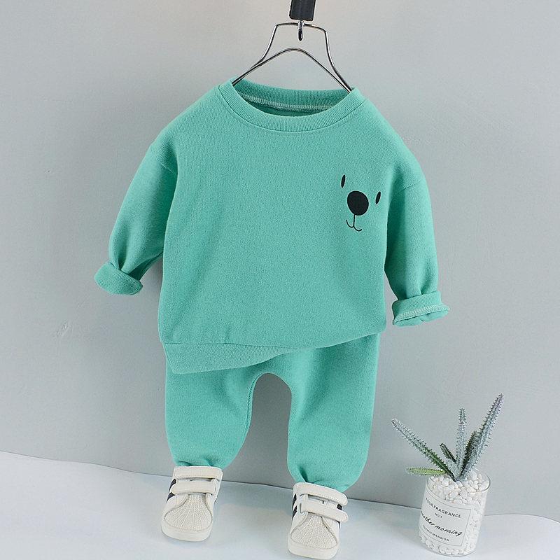 

Clothing Sets Autumn Toddler Cotton Suit Children Girls Solid Cartoon Dog T-shirt Sports Pants 2Pcs/set Kids Clothes Baby TracksuitsClothing, Sh s gou green