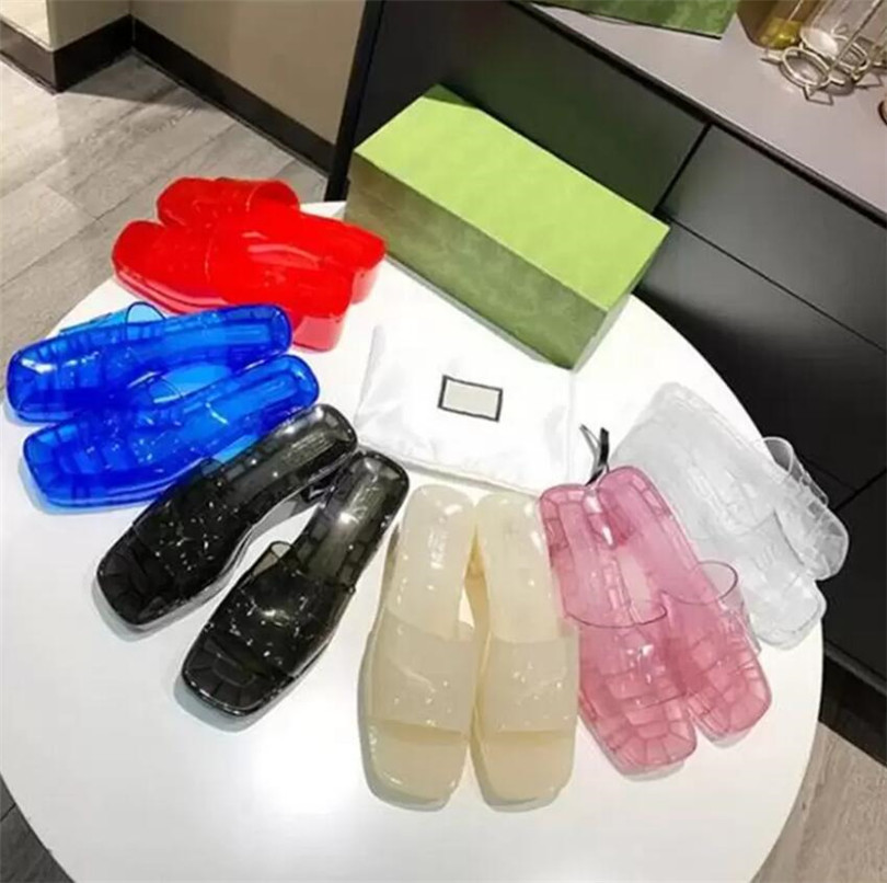 

2022 lastest Top quality women slipper designers lady Sandals summer jelly slide high heel slippers luxury Casual shoes Womens Leather Alphabet beach shoes
