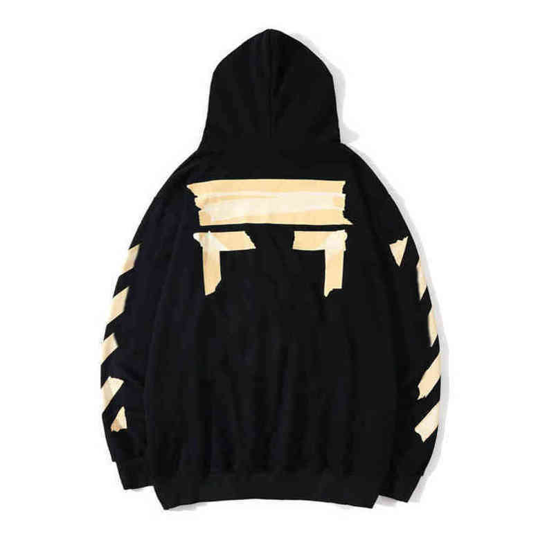 

Classic Loose Offs Mens Sweatshirts High Quality Fashion Brand Hoodie Designers Luxury Pullover Back Oil Paint Arrow x Men Women t Shirt WP4J