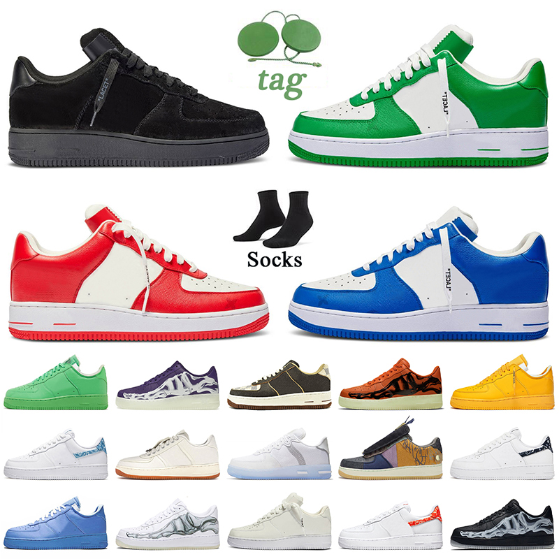 

AF1 Women Mens Designer Shoes Luxury Black Gym Green Comet Red Team Royal Printing Brown AirForces 1 Offs White Skeleton Paisley Travis Scotts Sneakers Forces One, B60 low black 36-45