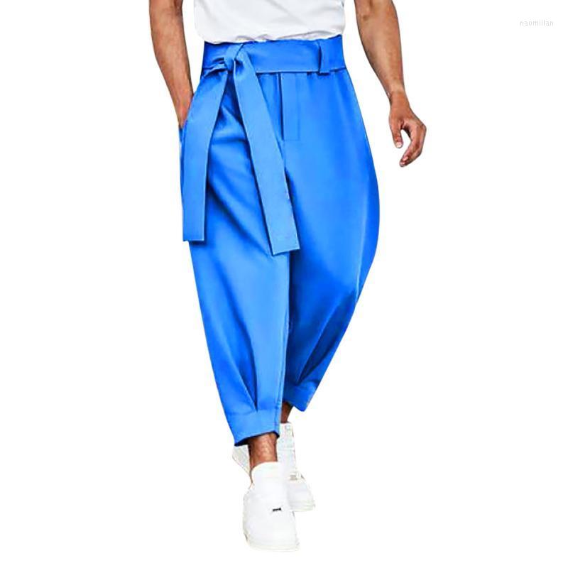 

Men' Pants For Man Men' Tie-leg And Autumn Winter Solid Versatile Nine-point Design Color Sense Casual PantsMen' Naom22, Blue