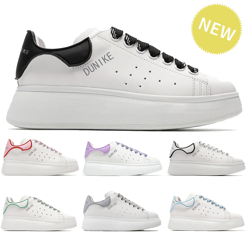 

Newest calfskin platform casual shoes white black pink burgundy red purple grey green yellow blue trim top quality men women designer sneakers trainers US 5-11, Shoe box