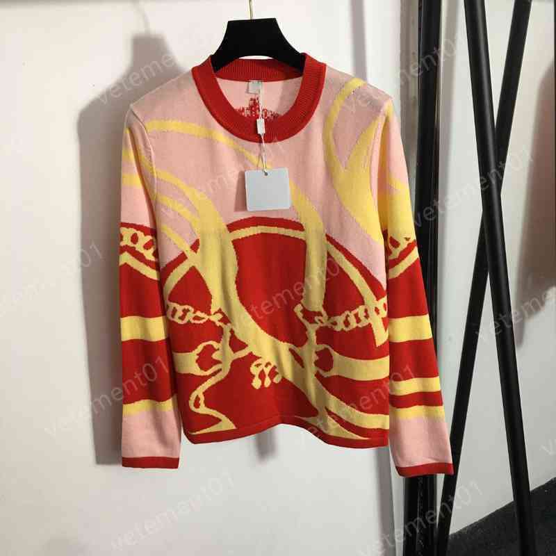 

Fashion Women Sweater Fashion Color Block Jacquard Pattern Pullover Knitted Bottoming Shirts Elegant Luxury Sexy Designer Womens Sweaters 0912