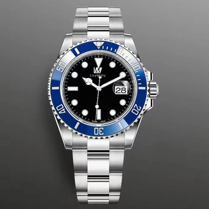 

Wristwatches 2022 Mens Watch Blue Ceramic Bezel Sapphire Glass Stainless Steel Glide Lock Men Watches Male, Pocket bag