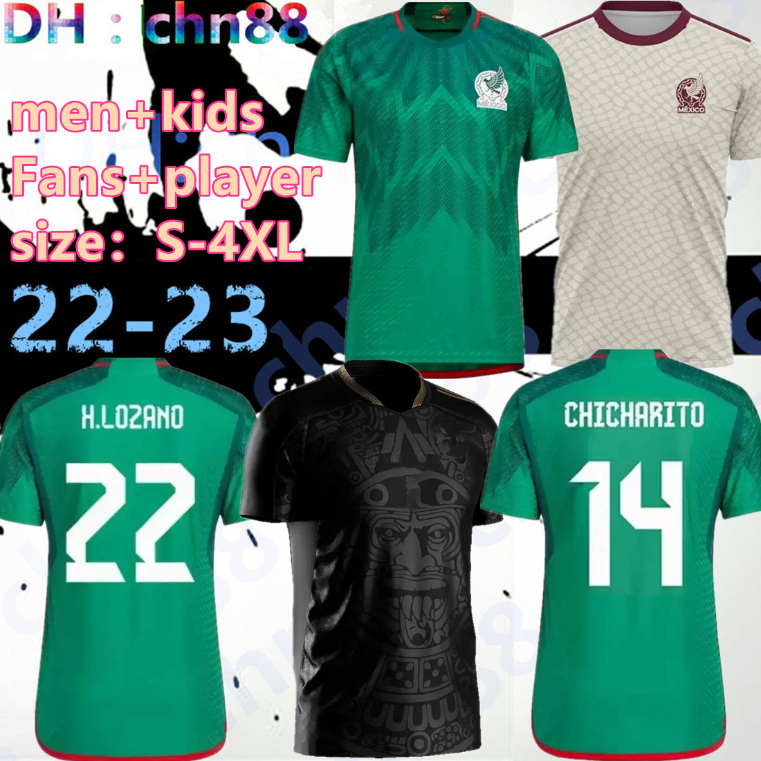 

Player Version Fans 2022 2023 Mexico Soccer Jersey green National Copa America 19 21 22 23 CHICHARITO LOZANO GUARDADO CARLOS VELA RAUL Men Kids Women Football Shirts, 2022 home