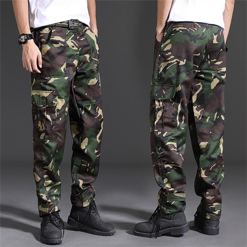 

Men's Pants Spring Brand Fashion Military Cargo Multi pockets Baggy Casual Trousers Overalls Camouflage Man Cotton 220826