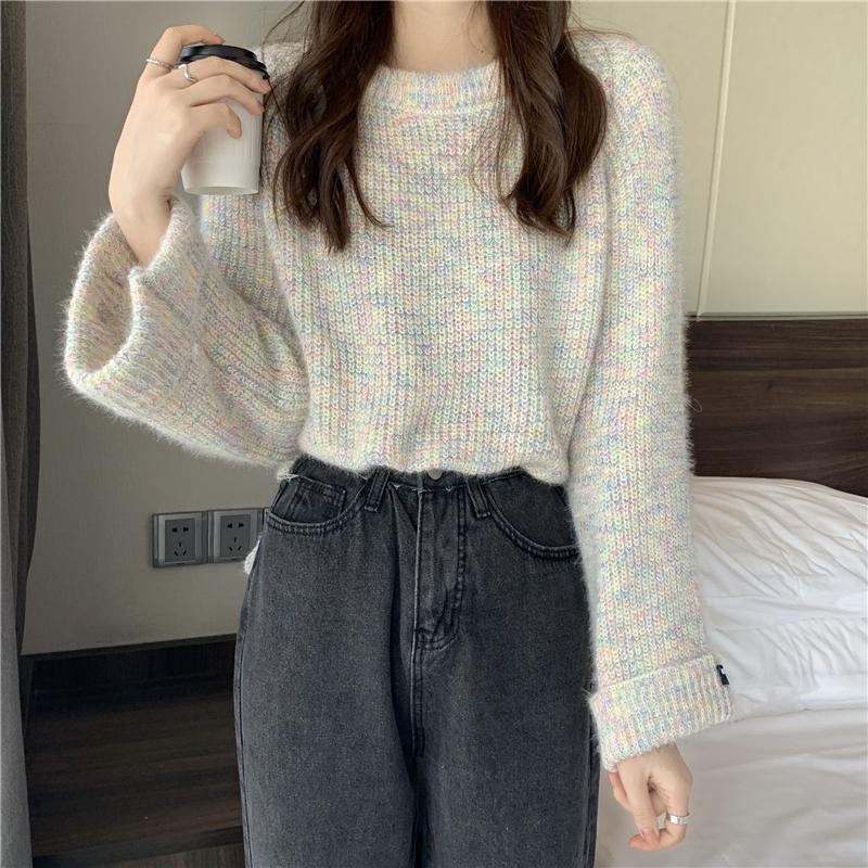 

Women's Sweaters 2022 Casual Loose Female Jumper Top Thick Knit Warm Sweater Women Basic Pullovers Autumn Winter, White;black