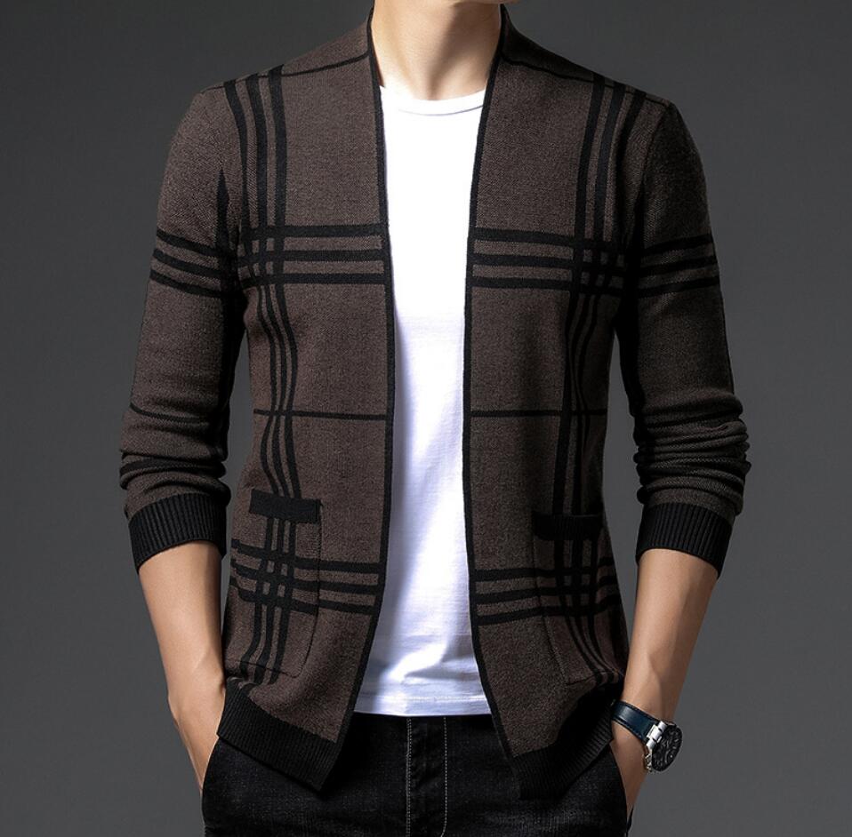 

Men's Sweaters Spring and autumn new knitted cardigan men Korean version trend slim casual knitted sweater men's thin sweaters coat, W1